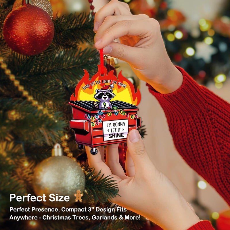 PETCEE Funny Dumpster Fire Christmas Ornament 2025 - Red This Little Light of Mine Novelty Hanging Christmas Decor Acrylic Funny Keepsake Xmas Keepsake Gift for Family Friends & Coworkers - Image 2